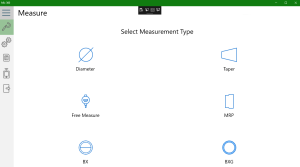 Screen to select a measurement type