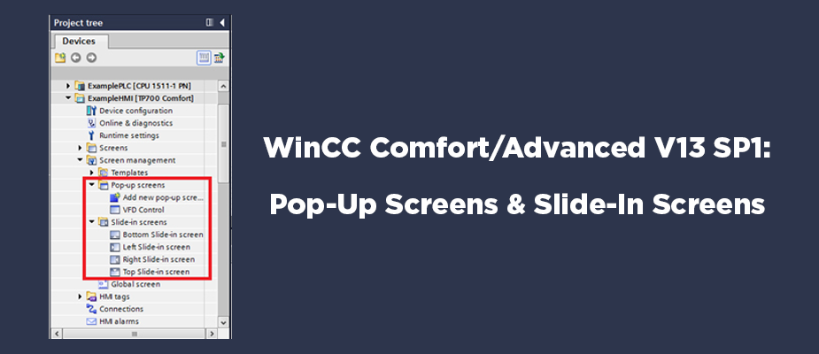 WinCC Comfort/Advanced V13 SP1: Pop-Up Screens and Slide-In Screens