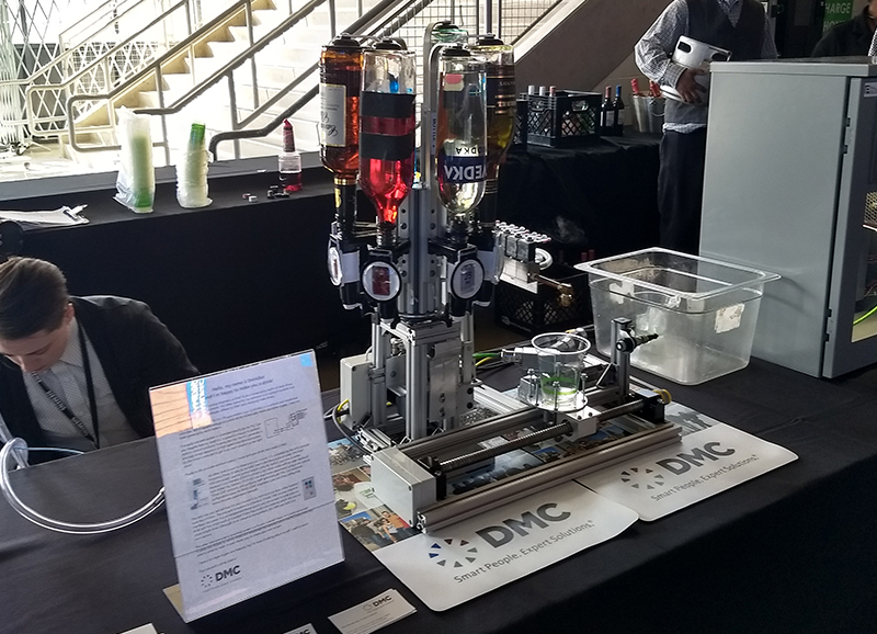 Siemens powered drink bot with bottles.