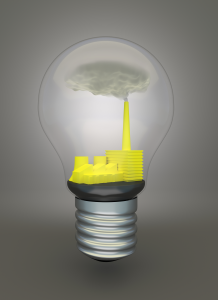 Coal burning power plant in a lightbulb