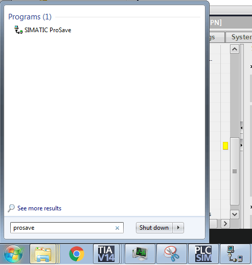 Open SIMATIC ProSave Program on Start Menu