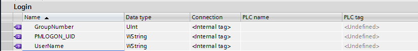 Add HMI Tags for GroupNumber, PMLOGON_UID, UserName