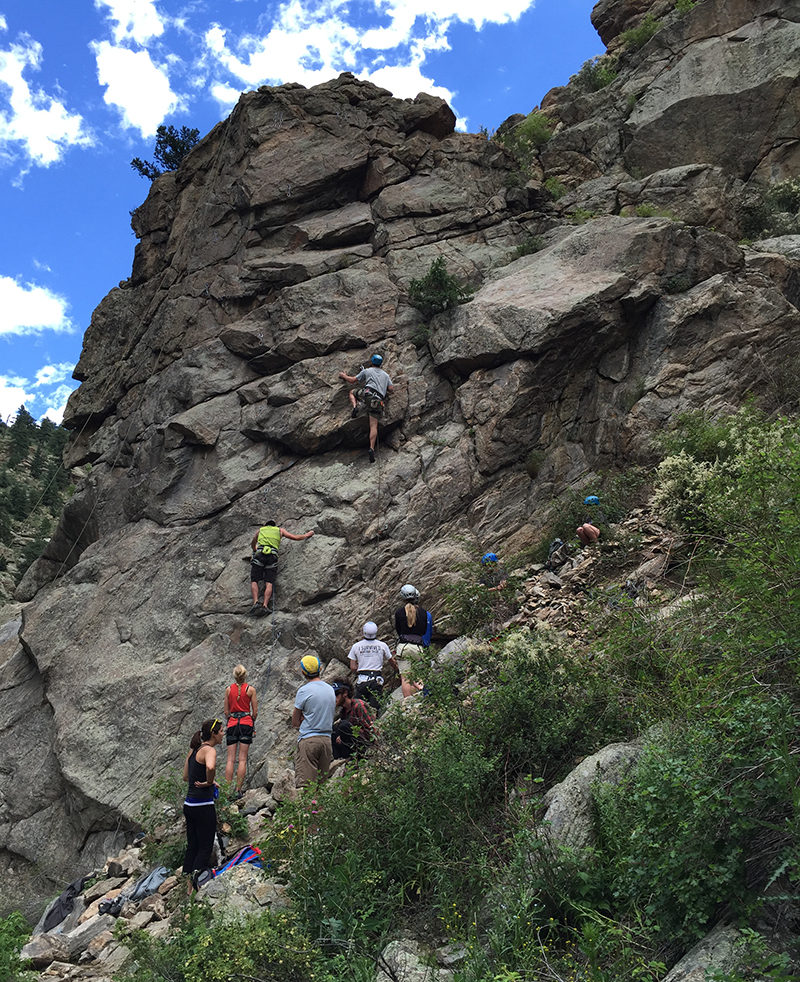 DMC's Denver office rockclimbing at Clear Creek Canyon.