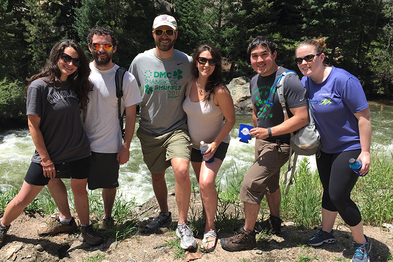 Some of DMC Denver and their guests after rock climbing at Clear Creek Canyon in Colorado.