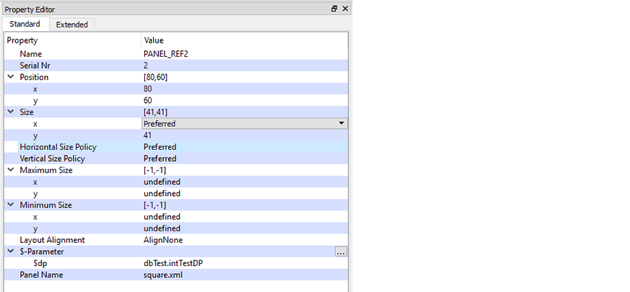 panel properties