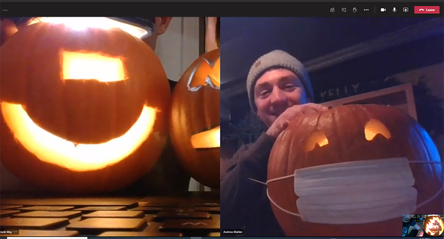 carving pumpkins on zoom
