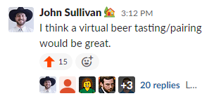 Beer tasting slack message