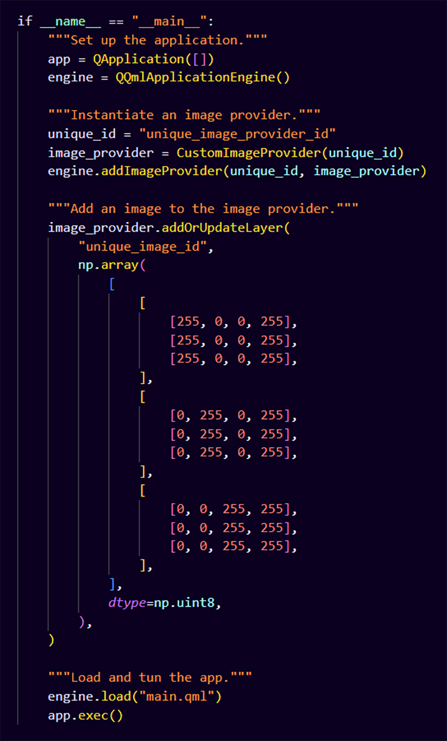 Image Provider Usage in an Example