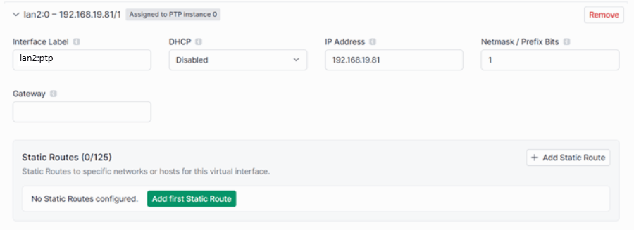 Lan Settings to configure PTP