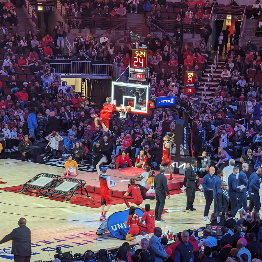 Player Dunking the Basketball at Chicago Bulls Game