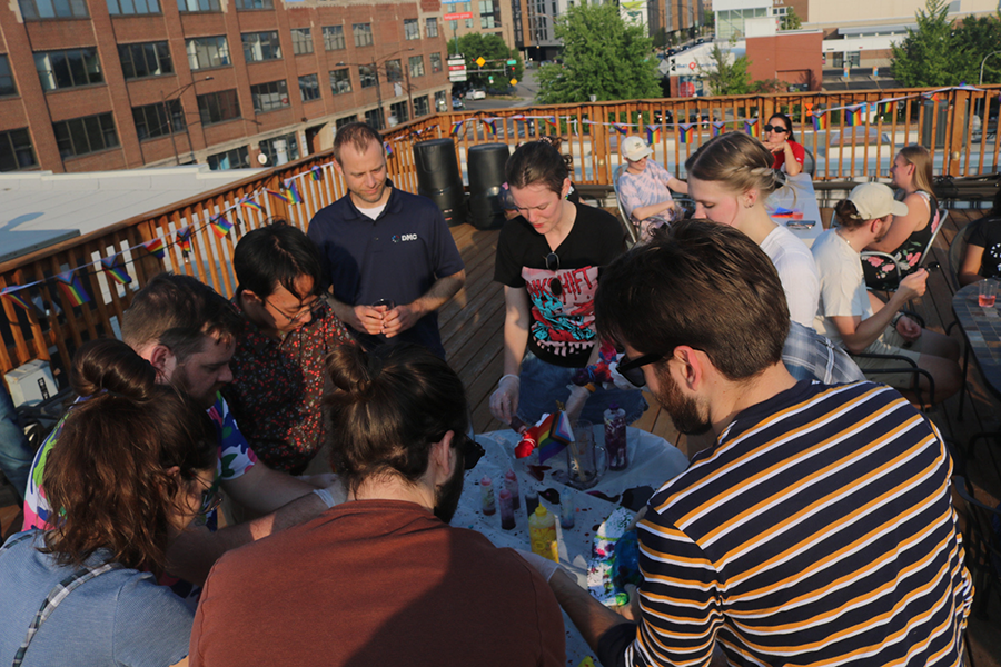 Chicago Pride Tie Dying Event Huddle 2023