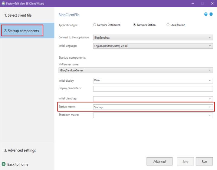 .cli Startup Macro Settings