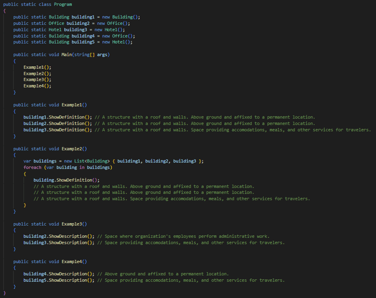 Hiding vs Extending Examples