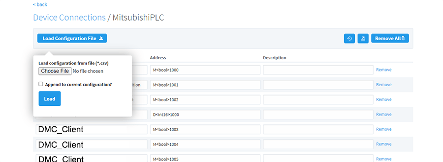 Device Connections/Mitsubishi PLC Load Configuration