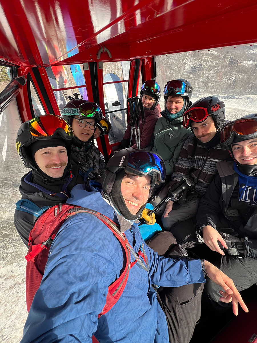 DMCers taking a selfie in a Ski lift