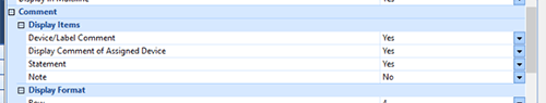 Comment, Display Items, Display Format