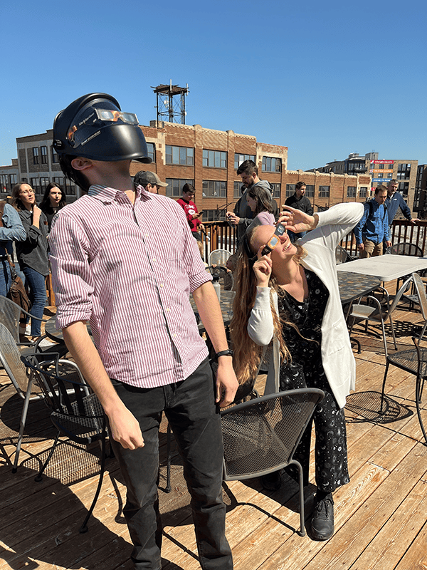 Looking up at Solar Eclipse