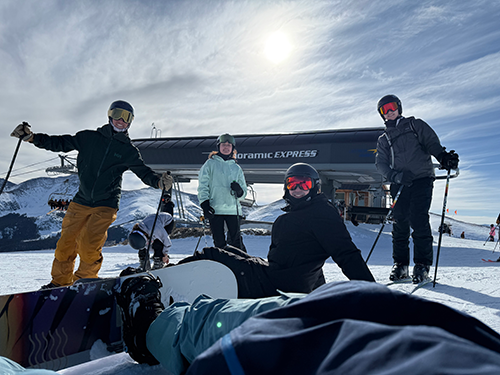 group skiing