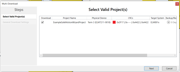 twinsafe valid project selection