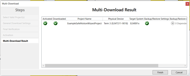 twinsafe multi-download result