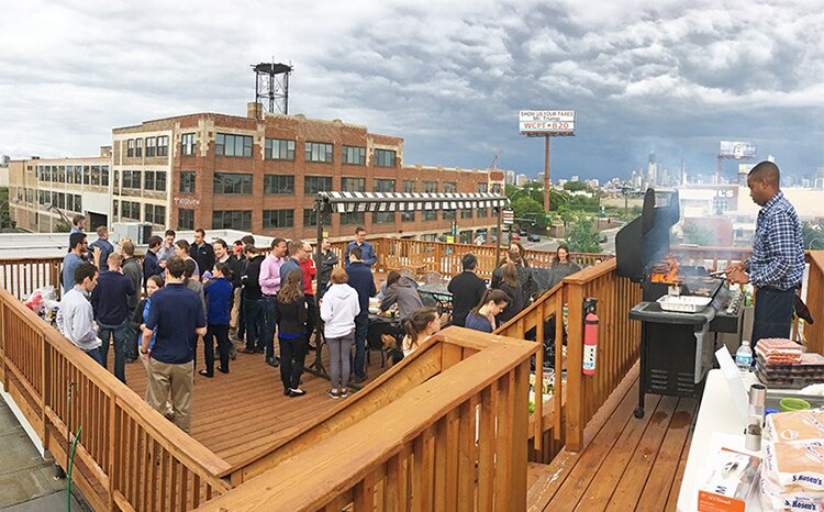 DMC 21st Birthday Party - view from the upper stairs on the roof top deck.