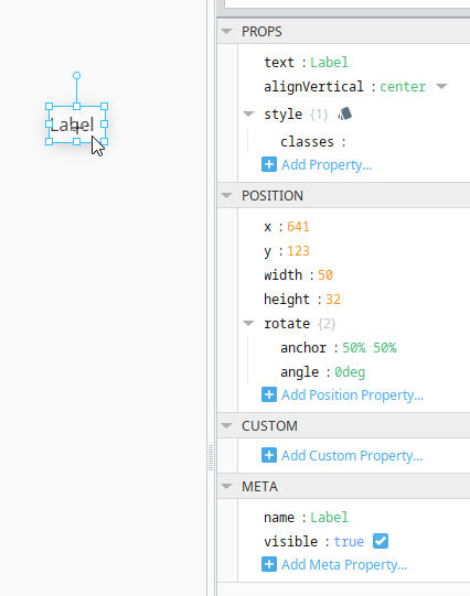 Label object properties