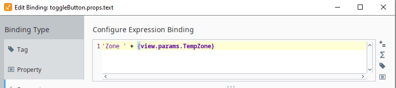 Add a binding to the button text to show name