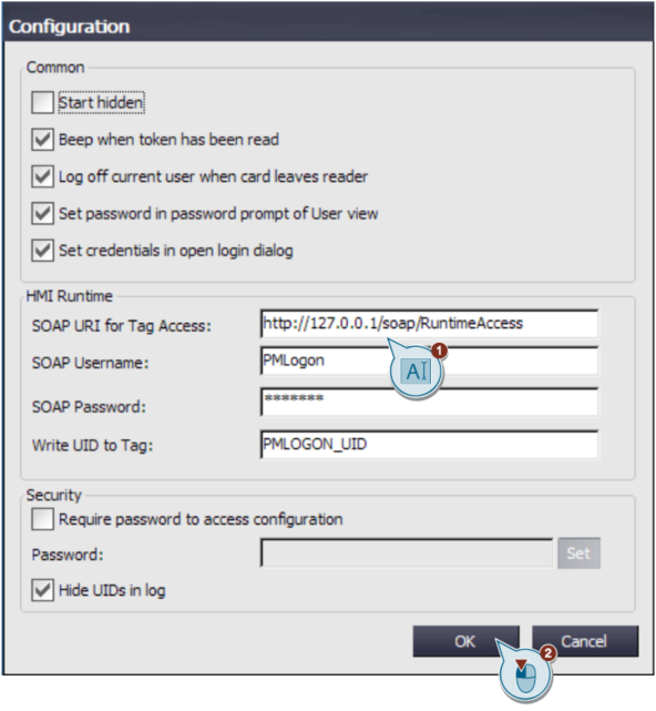 PM-LOGON Configuration Options Screen