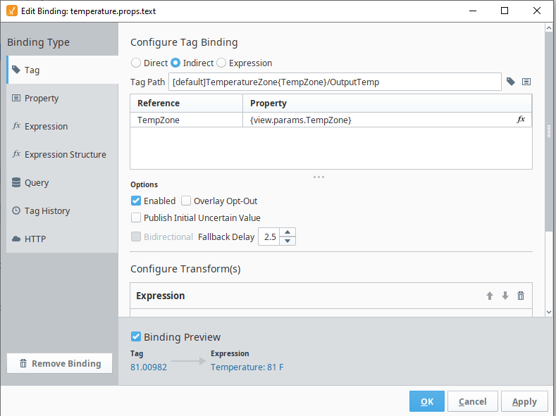 Create an indirect reference in your binding