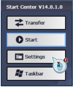 Select Settings in the Start Center menu
