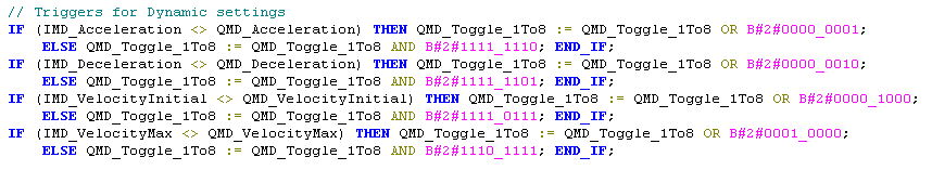 Send commands to motor using Toggle Registers