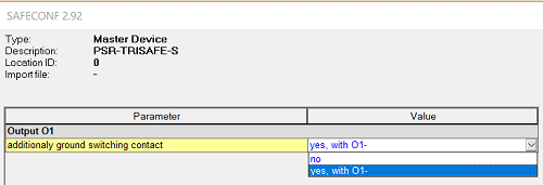 safeconf trisafe-s module ground switching output