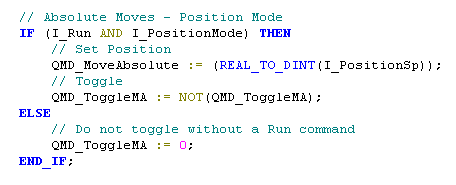 Sending position to setpoint in MDrive