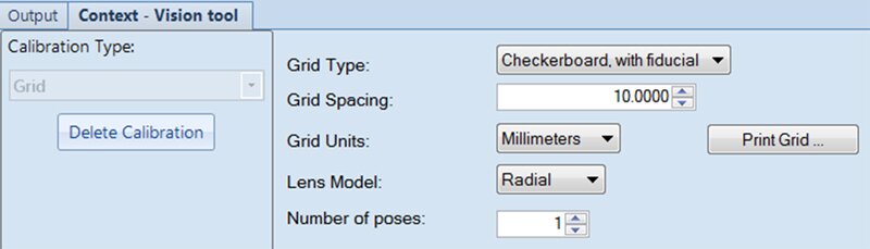 Vision Tool Calibration Menu - Lens Mode selection