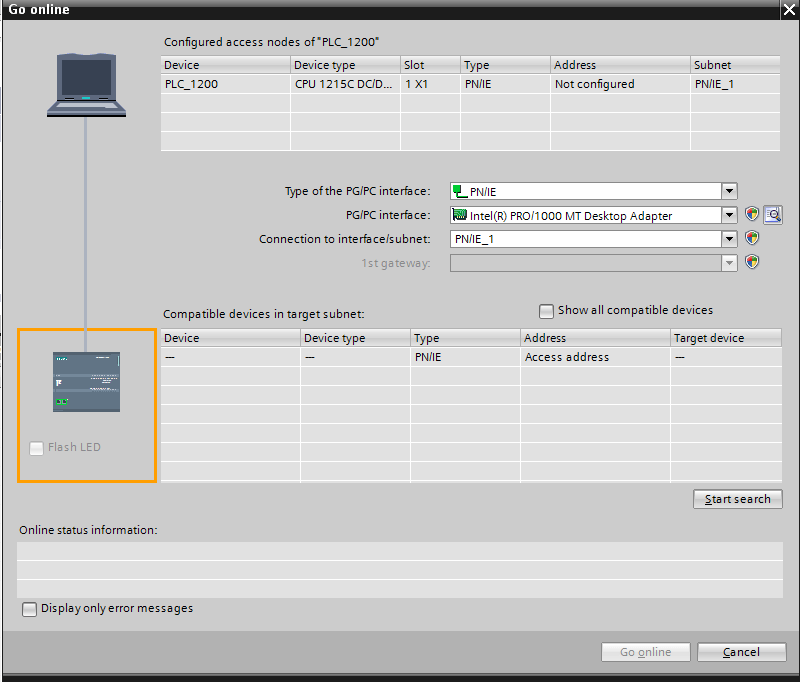 Try to connect to your PLC or go online to get the network connection dialog in Siemens TIA Portal.