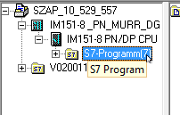 Select the program block for the PLC you want to connect to in Siemens SIMATIC Manager