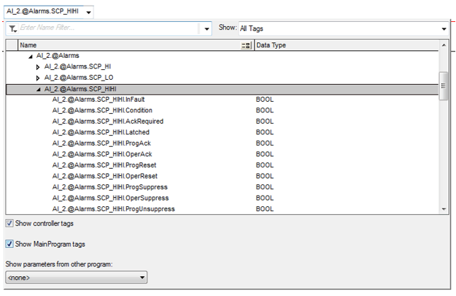 Alarm property tags are easy to work with although one should be aware that if the tag used to generate the alarm is a local tag or InOut to an AOI then these tags will not be accessible within the program.