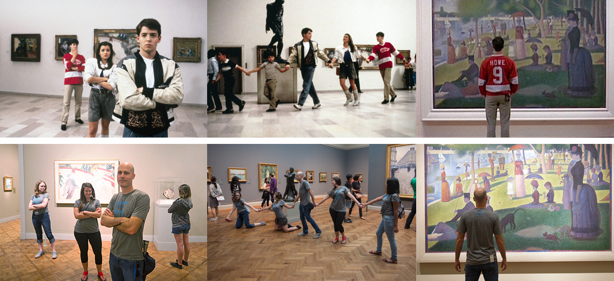 Reenacting scenes from Ferris Bueller at the art museum