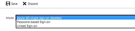 Screen shot of drop down menu to select mode for Azure sign-in.