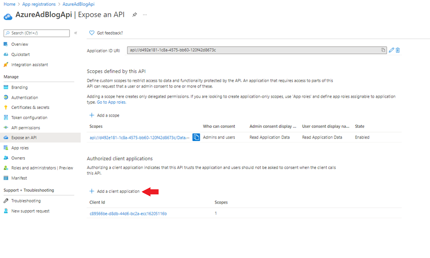 Azure expose an api user interface screenshot