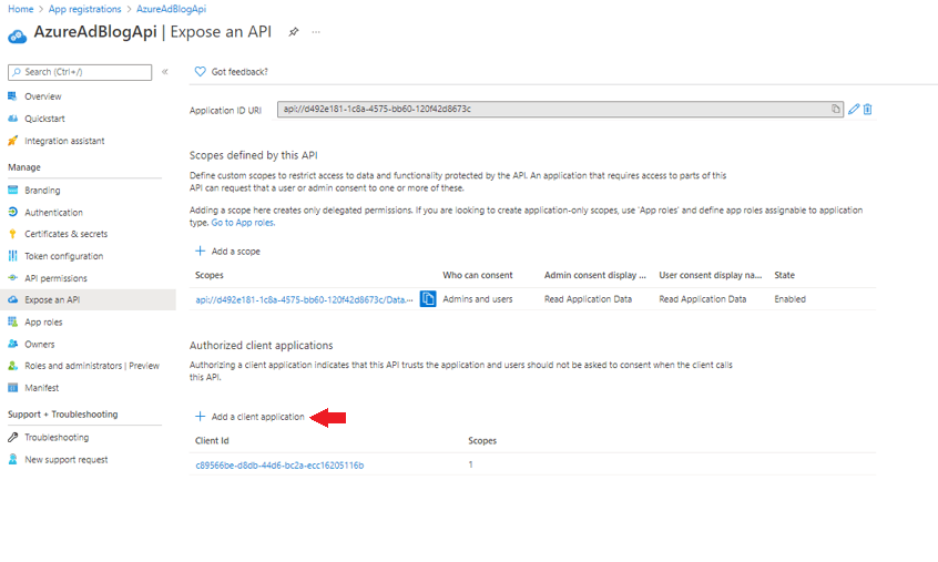 Azure expose an api user interface screenshot