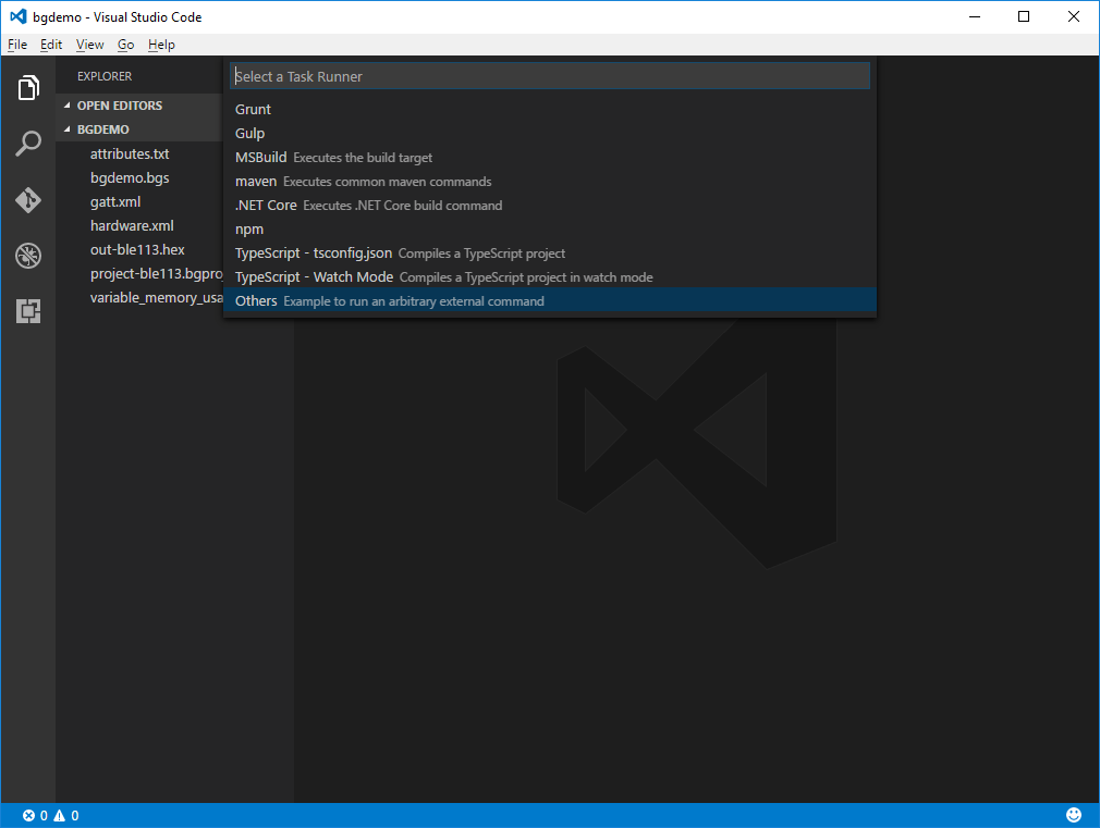 Selecting Others in the Visual Studio Code Command Palette