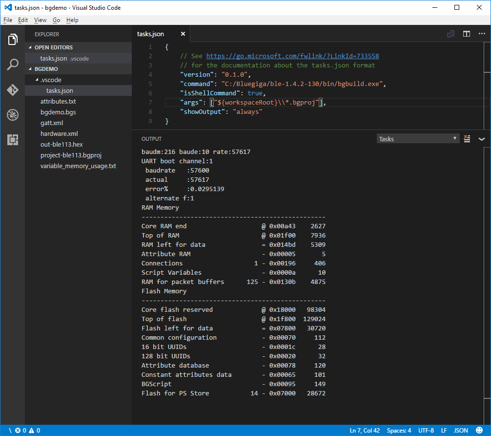 Visual Studio Code bgbuild.exe output