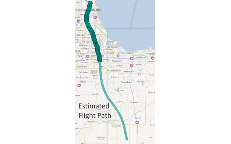 IoT balloon estimated flight path