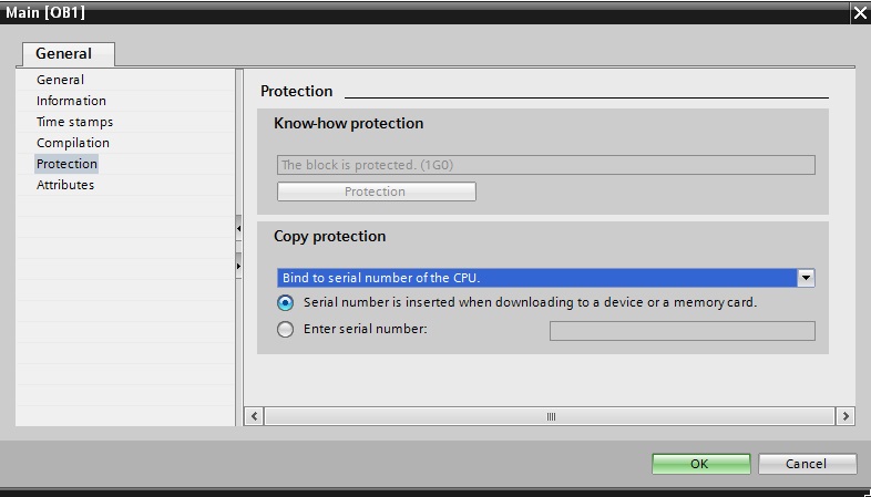 Block protection to bind serial numbers.