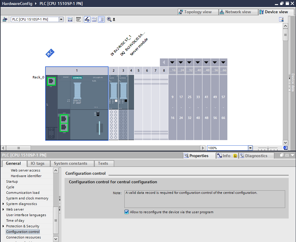 Configuration Control Setting in TIA Portal