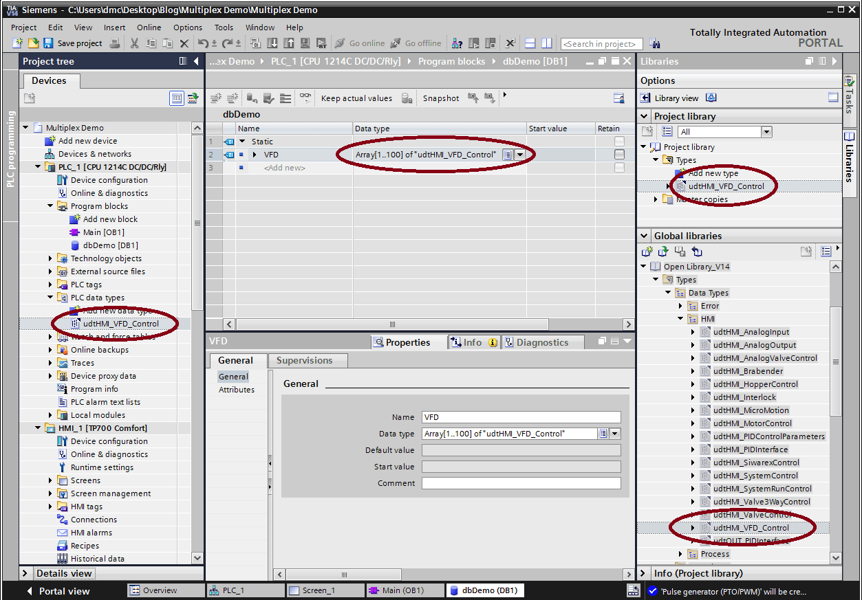 Multiplexing PLC Data Types