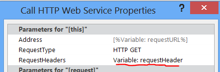 Set properties in Call HTTP Web Service action