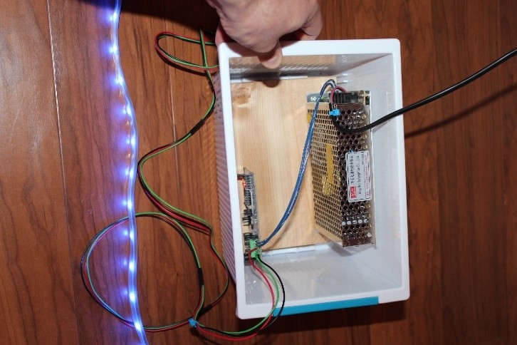 Picture of box holding controls for Pixel RGB LEDs