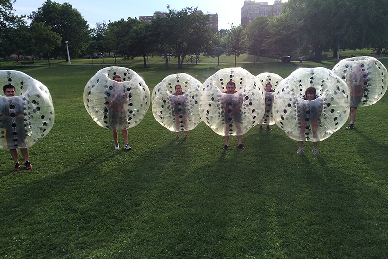 DMC playing Bubble Soccer